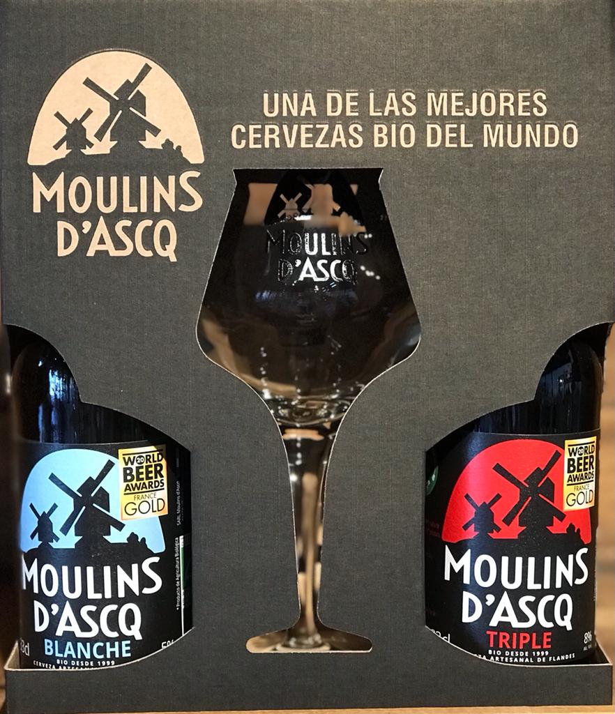 Pack Mixto 4 Cervezas Moulins D’Ascq 33cl + Vaso